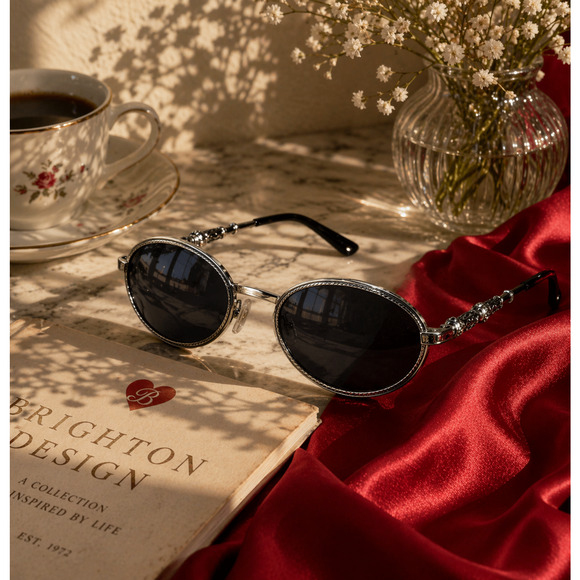 Vintage Y2K Brighton Blue Skies SG053 Sunglasses Oval Silver Scroll Frame main image 16